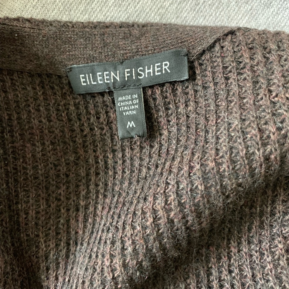 Espresso Eileen Fisher Wool Blend Cardigan - Picture 4 of 7